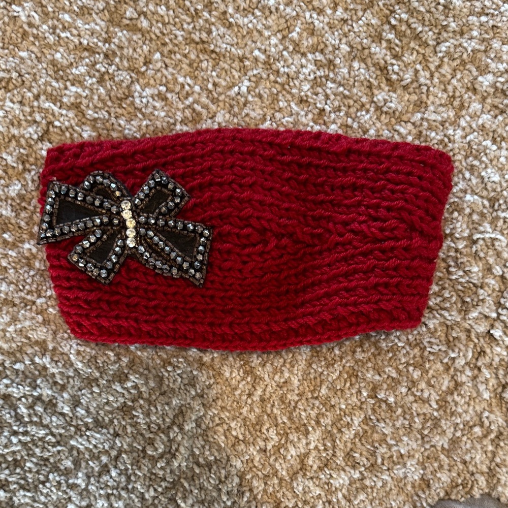 Mudd Red Knit Headband with Bow